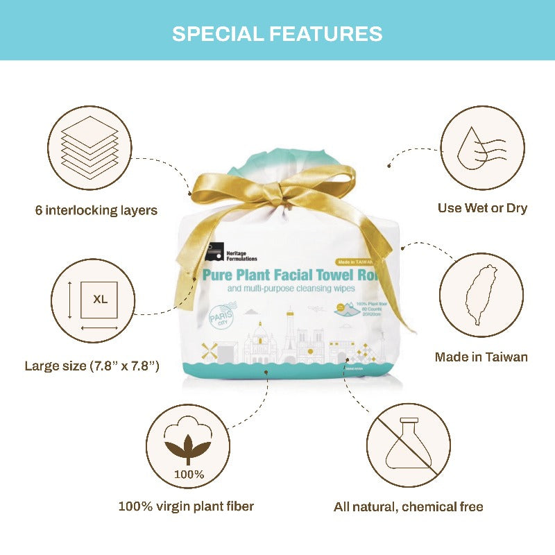 Heritage Formulations Pure Plant Facial Towels (Roll) - Special  features